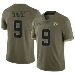 Men's Logan Cooke Jacksonville Jaguars No.9 Limited 2022 Salute To Service Jersey - Olive