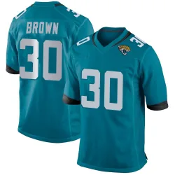 Men's Montaric Brown Jacksonville Jaguars No.30 Game Jersey - Teal
