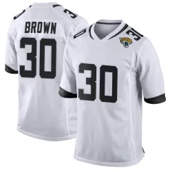 Men's Montaric Brown Jacksonville Jaguars No.30 Game Jersey - White