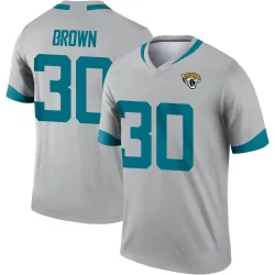 Men's Montaric Brown Jacksonville Jaguars No.30 Legend Silver Inverted Jersey