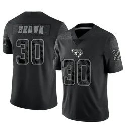 Men's Montaric Brown Jacksonville Jaguars No.30 Limited Reflective Jersey - Black