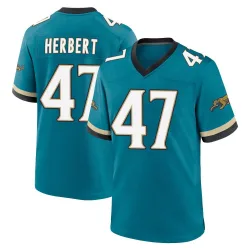 Men's Patrick Herbert Jacksonville Jaguars No.47 Game Prowler Throwback Jersey - Teal