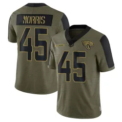 Men's Quintin Morris Jacksonville Jaguars No.45 Limited 2021 Salute To Service Jersey - Olive