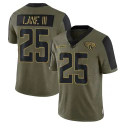 Men's Rayuan Lane III Jacksonville Jaguars No.25 Limited 2021 Salute To Service Jersey - Olive