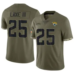 Men's Rayuan Lane III Jacksonville Jaguars No.25 Limited 2022 Salute To Service Jersey - Olive