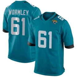 Men's Sal Wormley Jacksonville Jaguars No.61 Game Jersey - Teal