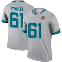 Men's Sal Wormley Jacksonville Jaguars No.61 Legend Silver Inverted Jersey
