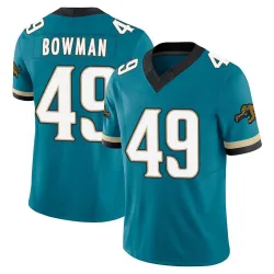 Men's Shawn Bowman Jacksonville Jaguars No.49 Limited Prowler Throwback Vapor F.U.S.E. Jersey - Teal