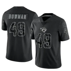 Men's Shawn Bowman Jacksonville Jaguars No.49 Limited Reflective Jersey - Black