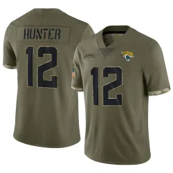 Men's Travis Hunter Jacksonville Jaguars No.12 Limited 2022 Salute To Service Jersey - Olive