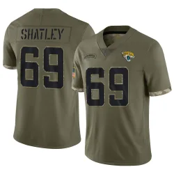Men's Tyler Shatley Jacksonville Jaguars No.69 Limited 2022 Salute To Service Jersey - Olive