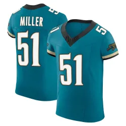 Men's Ventrell Miller Jacksonville Jaguars No.51 Elite Prowler Throwback Vapor F.U.S.E. Jersey - Teal