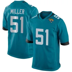 Men's Ventrell Miller Jacksonville Jaguars No.51 Game Jersey - Teal
