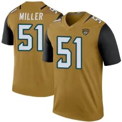Men's Ventrell Miller Jacksonville Jaguars No.51 Legend Color Rush Bold Jersey - Gold