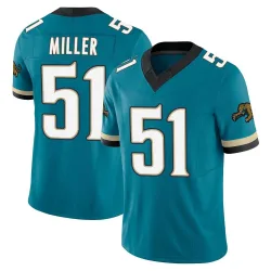 Men's Ventrell Miller Jacksonville Jaguars No.51 Limited Prowler Throwback Vapor F.U.S.E. Jersey - Teal