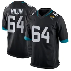 Men's Wyatt Milum Jacksonville Jaguars No.64 Game Jersey - Black