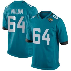 Men's Wyatt Milum Jacksonville Jaguars No.64 Game Jersey - Teal