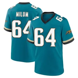 Men's Wyatt Milum Jacksonville Jaguars No.64 Game Prowler Throwback Jersey - Teal