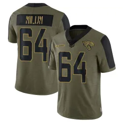 Men's Wyatt Milum Jacksonville Jaguars No.64 Limited 2021 Salute To Service Jersey - Olive