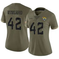 Women's Andrew Wingard Jacksonville Jaguars No.42 Limited 2022 Salute To Service Jersey - Olive