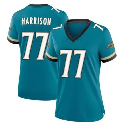 Women's Anton Harrison Jacksonville Jaguars No.77 Game Prowler Throwback Jersey - Teal