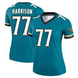 Women's Anton Harrison Jacksonville Jaguars No.77 Legend Prowler Throwback Jersey - Teal