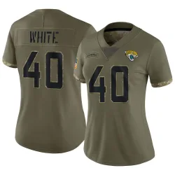 Women's Aydan White Jacksonville Jaguars No.40 Limited 2022 Salute To Service Jersey - Olive