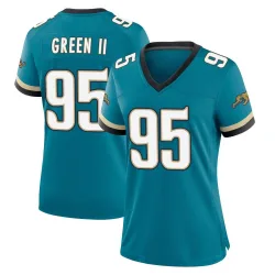 Women's BJ Green II Jacksonville Jaguars No.95 Game Prowler Throwback Jersey - Teal