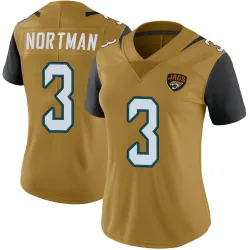 Women's Brad Nortman Jacksonville Jaguars No.3 Limited Color Rush Vapor Untouchable Jersey - Gold