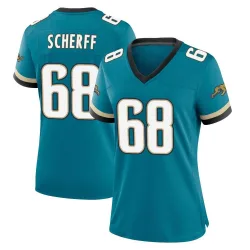 Women's Brandon Scherff Jacksonville Jaguars No.68 Game Prowler Throwback Jersey - Teal