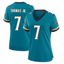 Women's Brian Thomas Jr. Jacksonville Jaguars No.7 Game Prowler Throwback Jersey - Teal