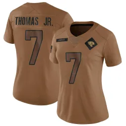 Women's Brian Thomas Jr. Jacksonville Jaguars No.7 Limited 2023 Salute To Service Jersey - Brown
