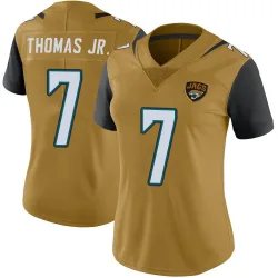 Women's Brian Thomas Jr. Jacksonville Jaguars No.7 Limited Color Rush Vapor Untouchable Jersey - Gold