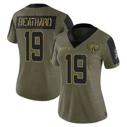 Women's C.J. Beathard Jacksonville Jaguars No.19 Limited 2021 Salute To Service Jersey - Olive