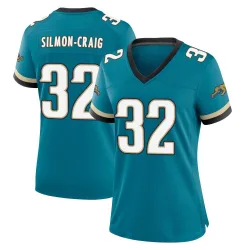 Women's Cam'Ron Silmon-Craig Jacksonville Jaguars No.32 Game Prowler Throwback Jersey - Teal