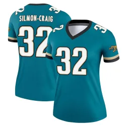 Women's Cam'Ron Silmon-Craig Jacksonville Jaguars No.32 Legend Prowler Throwback Jersey - Teal