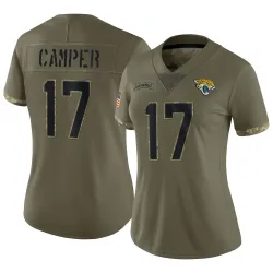 Women's Cameron Camper Jacksonville Jaguars No.17 Limited 2022 Salute To Service Jersey - Olive