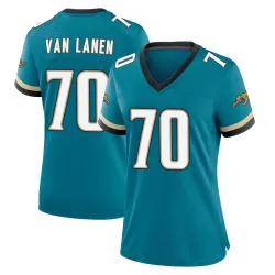 Women's Cole Van Lanen Jacksonville Jaguars No.70 Game Prowler Throwback Jersey - Teal