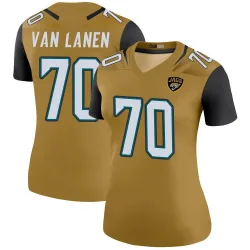 Women's Cole Van Lanen Jacksonville Jaguars No.70 Legend Color Rush Bold Jersey - Gold