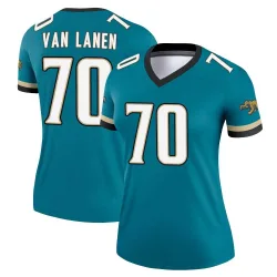 Women's Cole Van Lanen Jacksonville Jaguars No.70 Legend Prowler Throwback Jersey - Teal