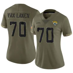 Women's Cole Van Lanen Jacksonville Jaguars No.70 Limited 2022 Salute To Service Jersey - Olive