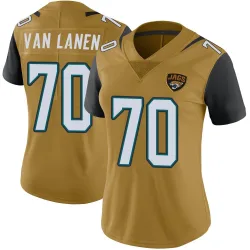 Women's Cole Van Lanen Jacksonville Jaguars No.70 Limited Color Rush Vapor Untouchable Jersey - Gold