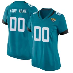 Women's Custom Jacksonville Jaguars No.00 Game Jersey - Teal
