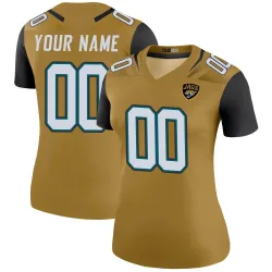 Women's Custom Jacksonville Jaguars No.00 Legend Color Rush Bold Jersey - Gold