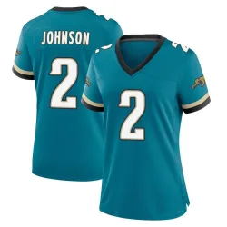 Women's D'Ernest Johnson Jacksonville Jaguars No.2 Game Prowler Throwback Jersey - Teal