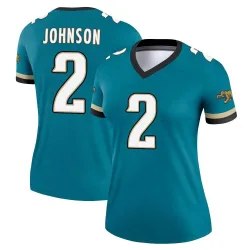Women's D'Ernest Johnson Jacksonville Jaguars No.2 Legend Prowler Throwback Jersey - Teal