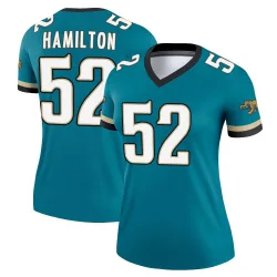 Women's DaVon Hamilton Jacksonville Jaguars No.52 Legend Prowler Throwback Jersey - Teal