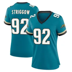 Women's Danny Striggow Jacksonville Jaguars No.92 Game Prowler Throwback Jersey - Teal