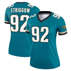 Women's Danny Striggow Jacksonville Jaguars No.92 Legend Prowler Throwback Jersey - Teal