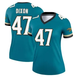 Women's De'Shaan Dixon Jacksonville Jaguars No.47 Legend Prowler Throwback Jersey - Teal